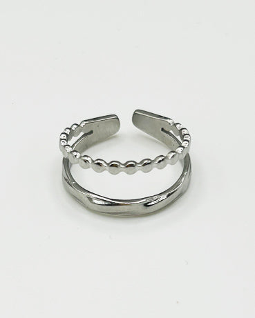 Anillo Kaia abierto y ajustable de acero inoxidable